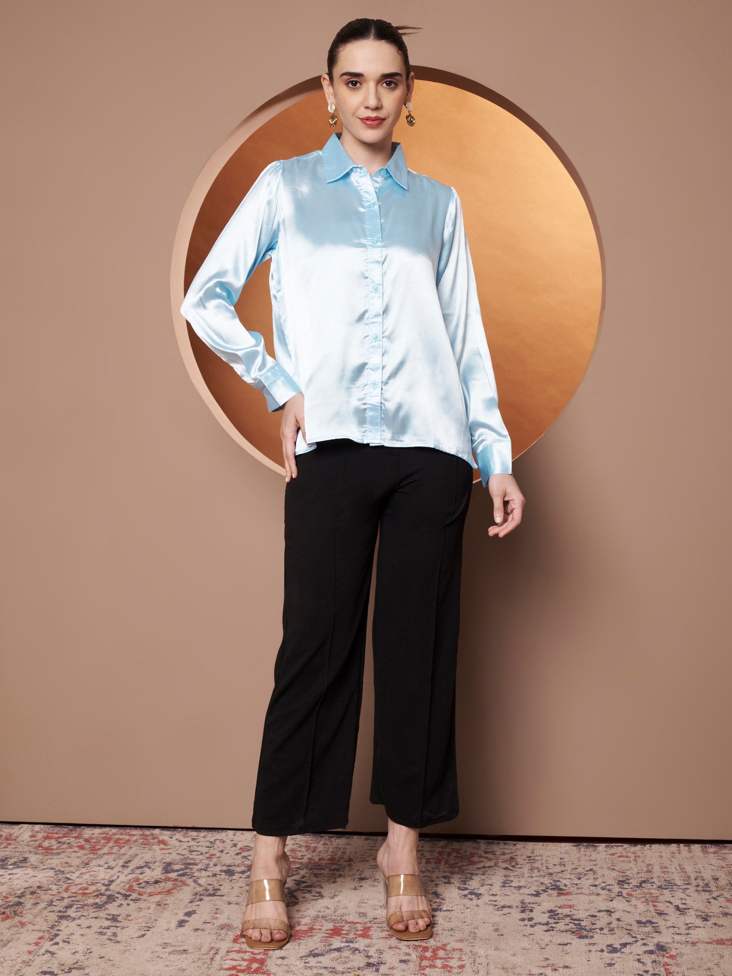 Women Blue Classic Slim Fit Casual Shirt