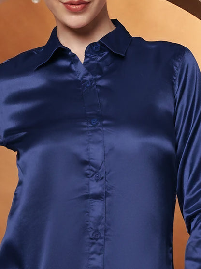 Women Blue Relaxed Formal Shir