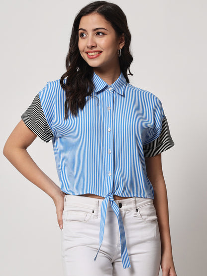 Women's shirt style crop top