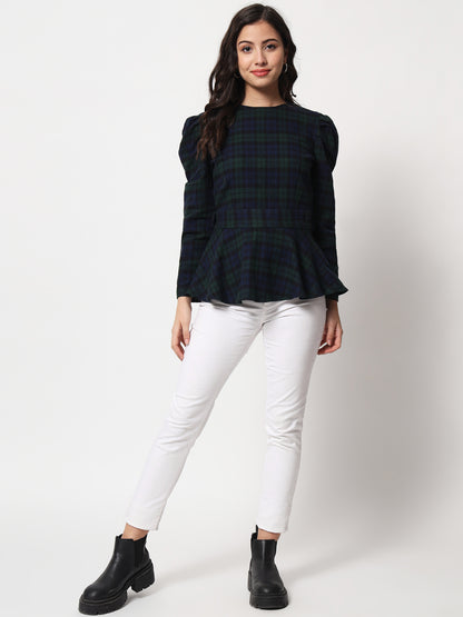 Women Blue Checked Top