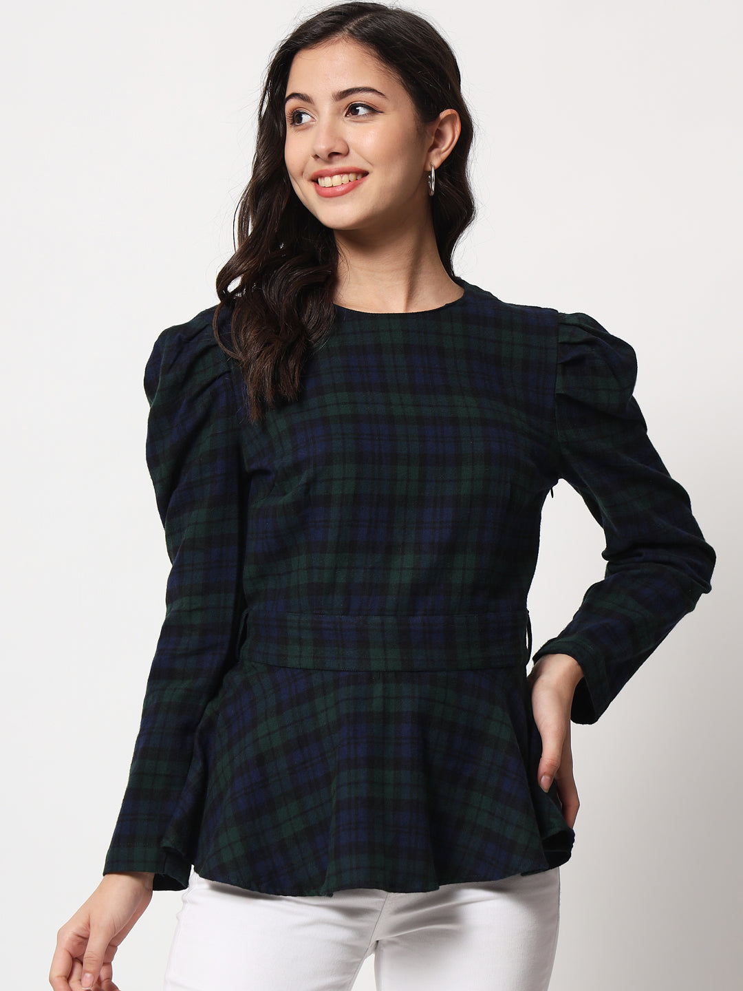 Women Blue Checked Top