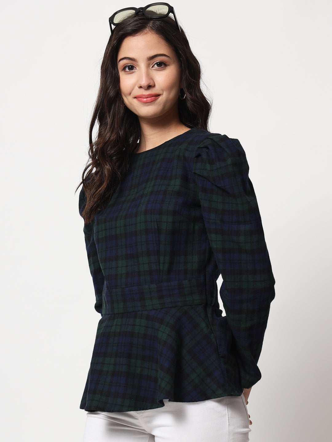 Women Blue Checked Top