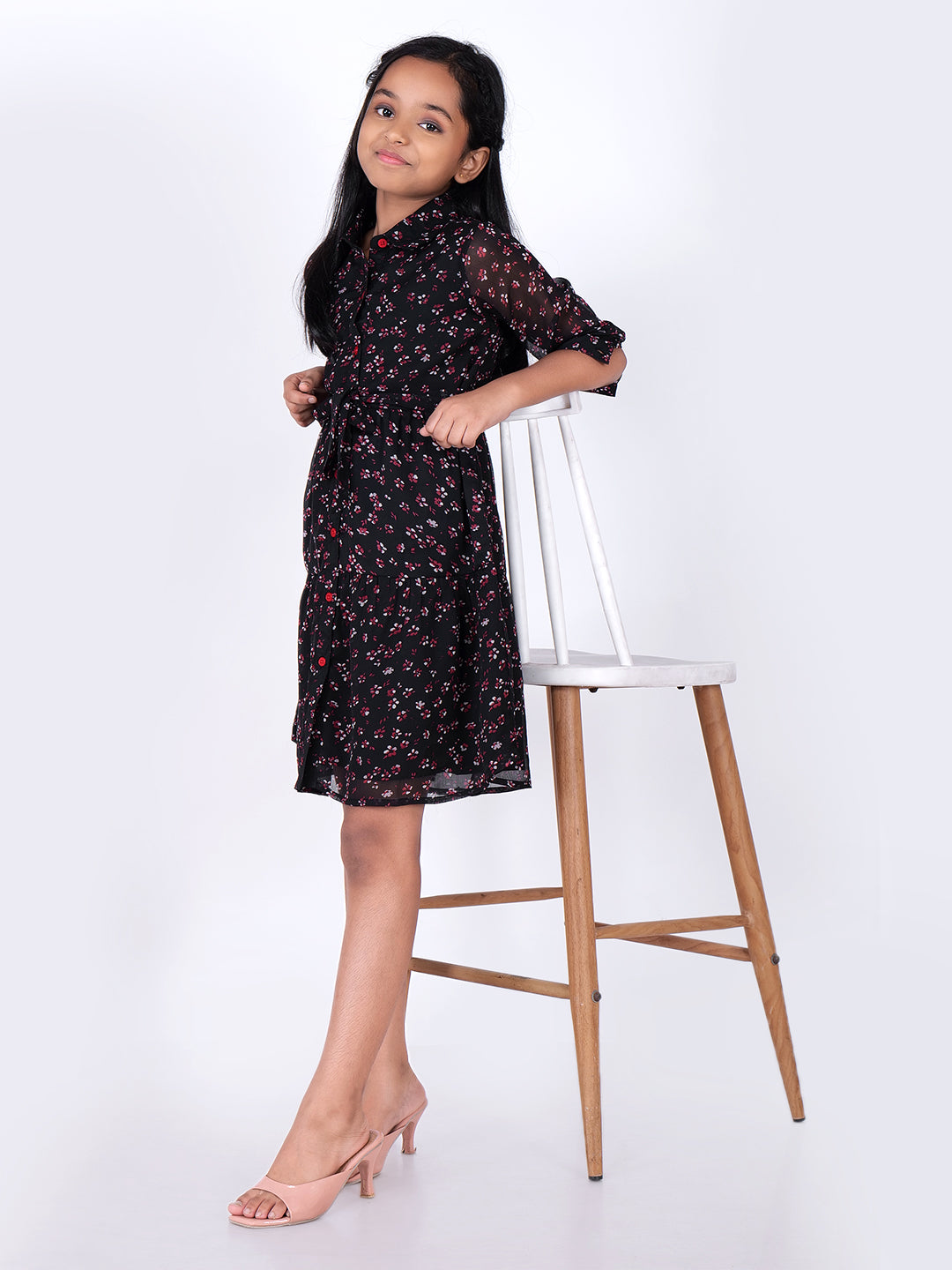 Floral Print Georgette Fit & Flare Dress