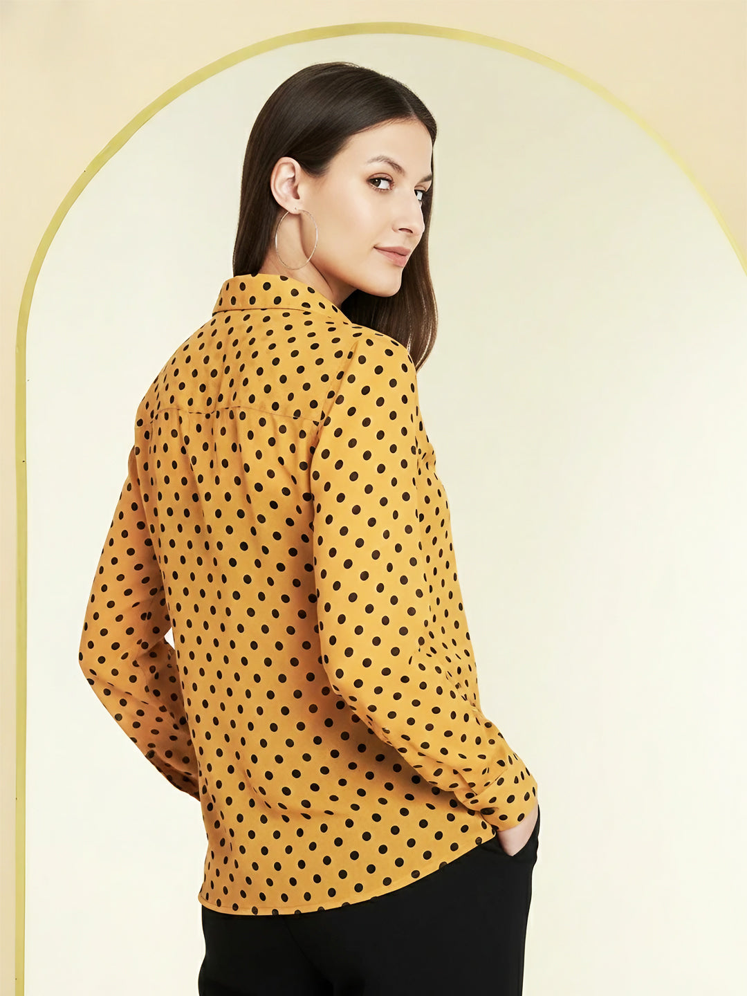 Women Classic Polka Dot Printed Printed Shirt back side