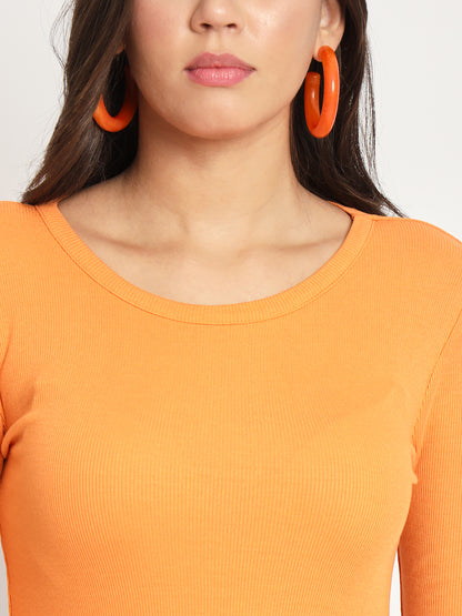 Full sleeve ribbed fitted top for everyday wear