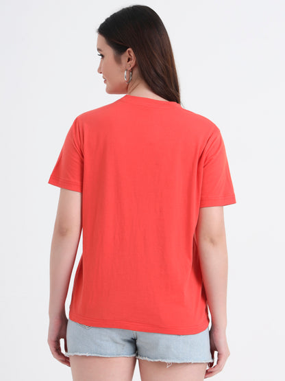Women Printed Slim Fit Cotton T-shirt