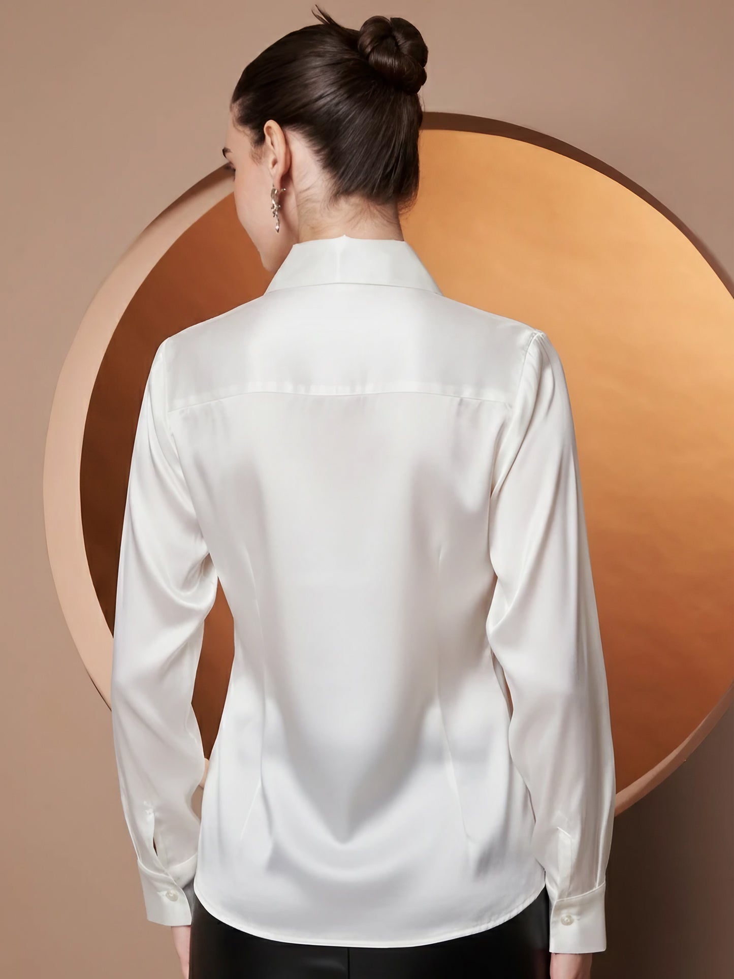 Spread Collar Satin Casual Shirt