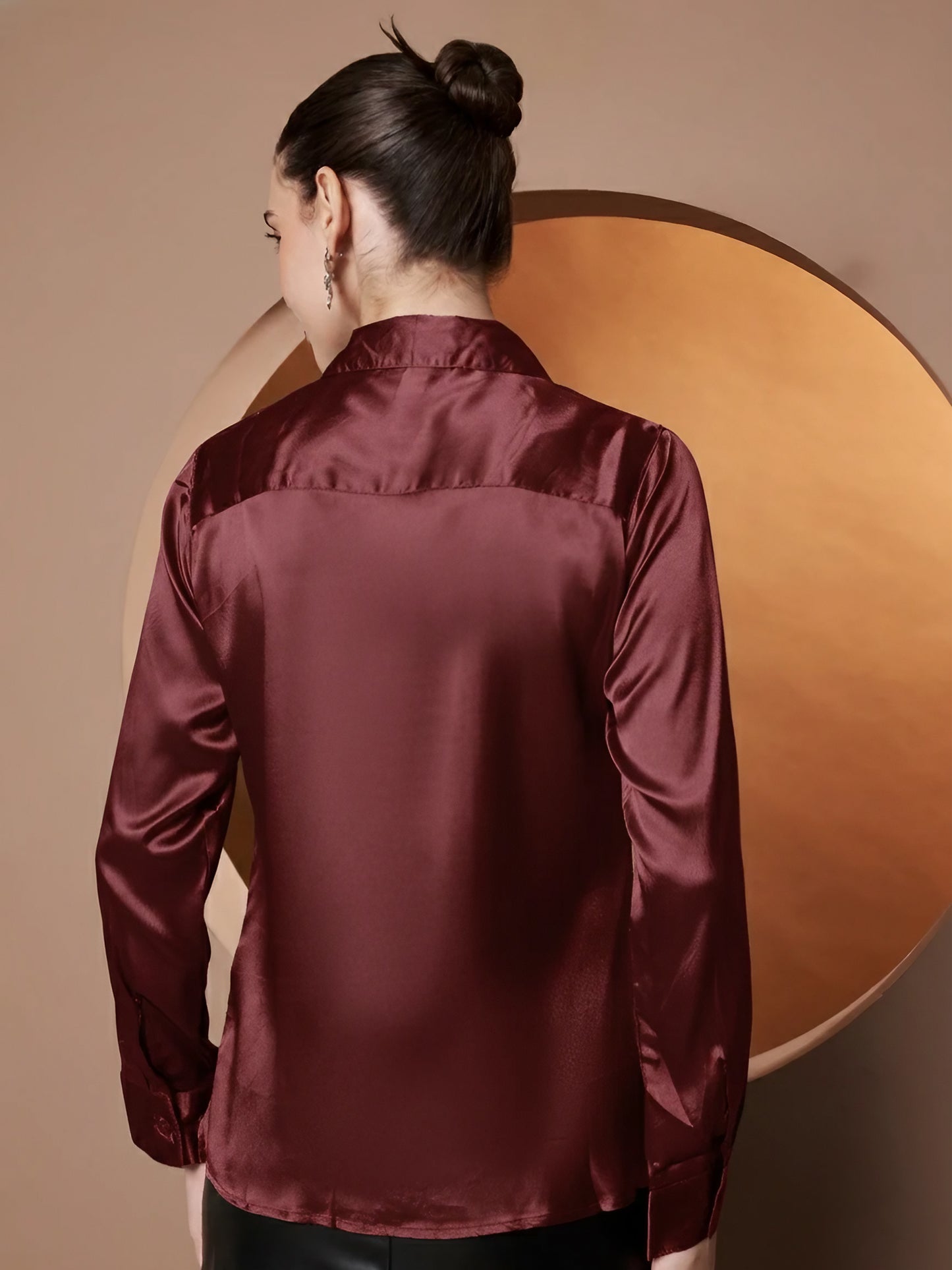 Women Maroon Classic Slim Fit Casual Shirt