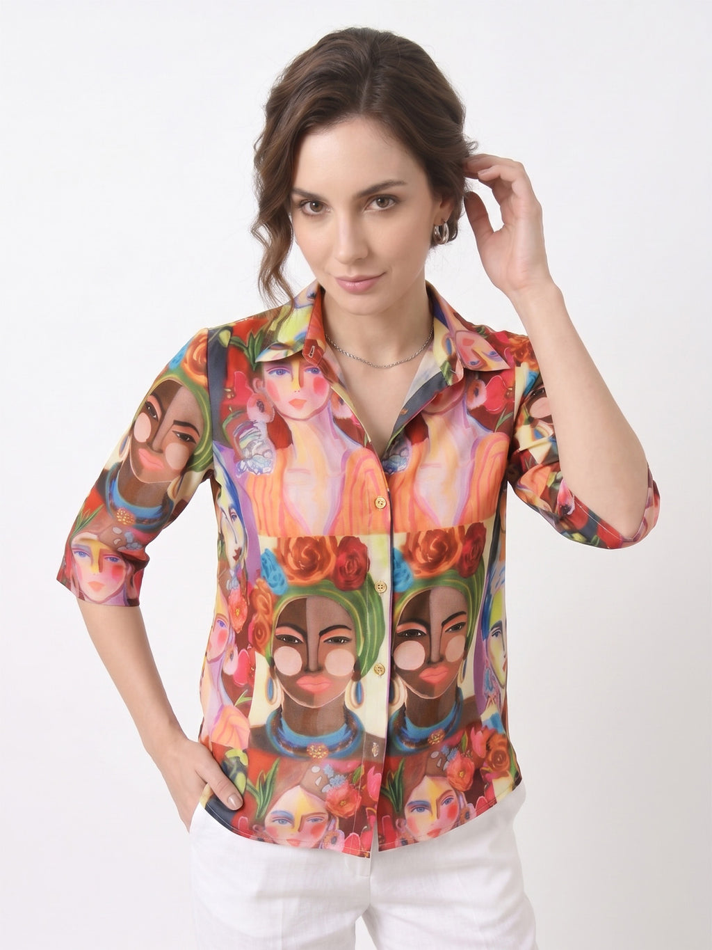 Women Multi Color Classic Boxy Printed Casual Shirt