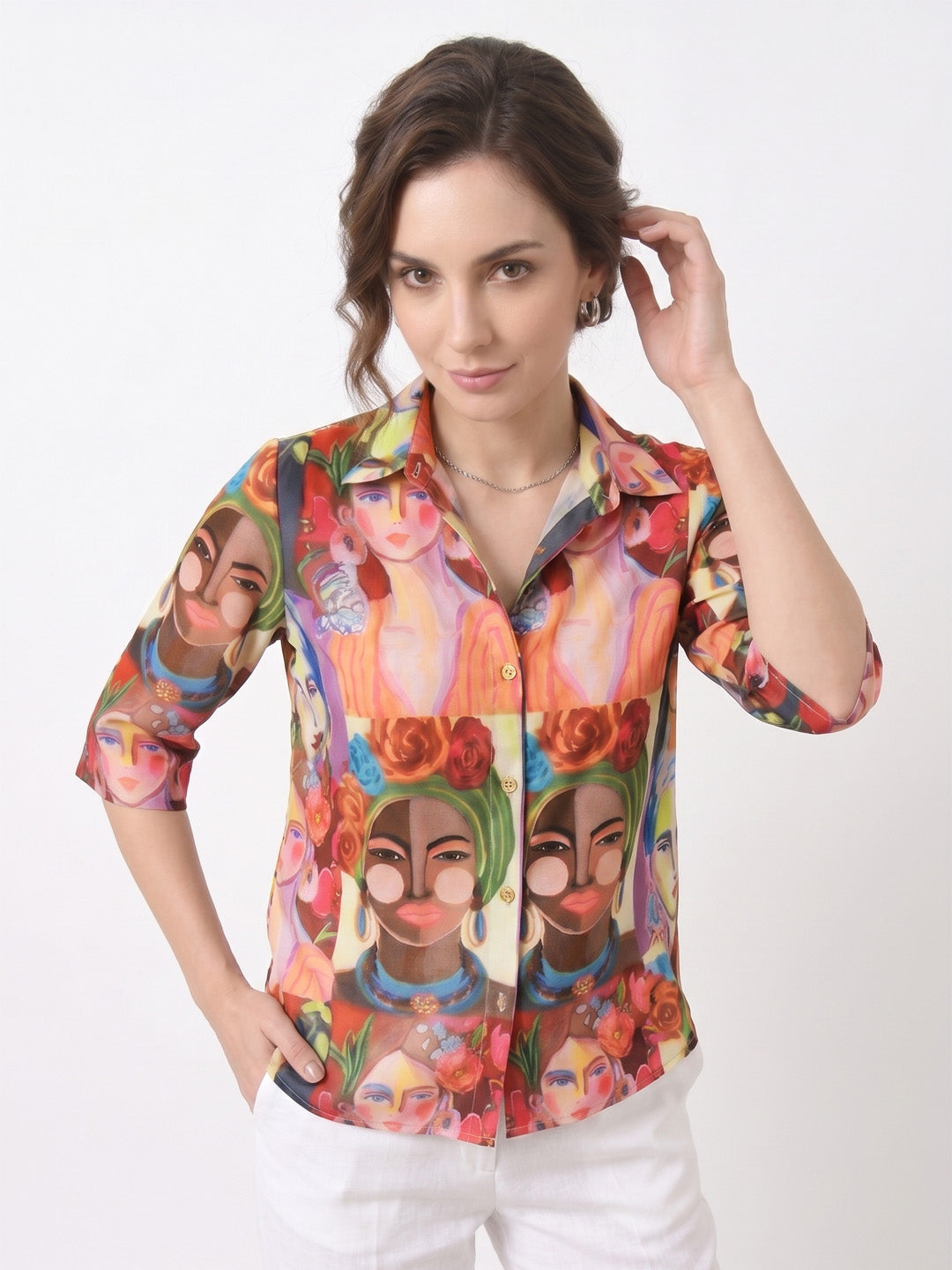Women Multi Color Classic Boxy Printed Casual Shirt