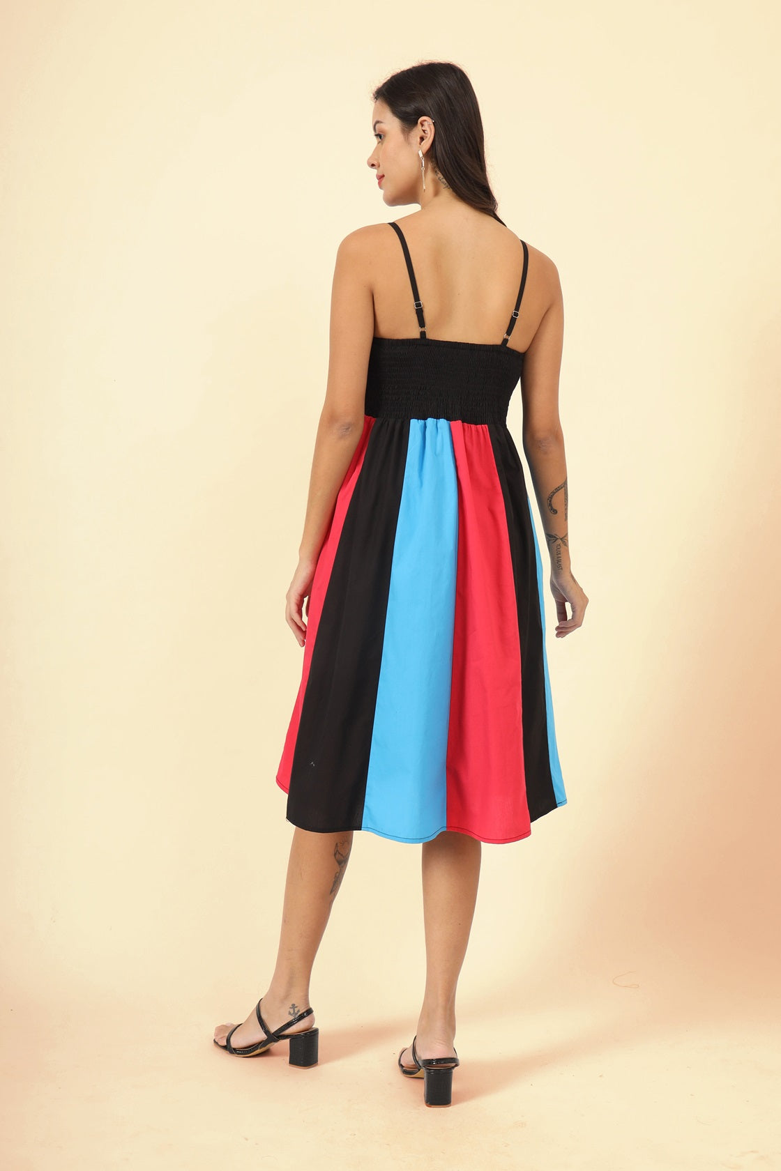 Colourblocked Fit & Flare Dress