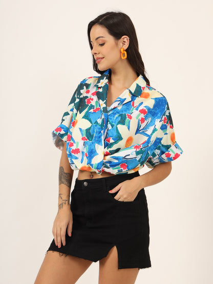 Women Classic Floral Opaque Printed Casual Shirt