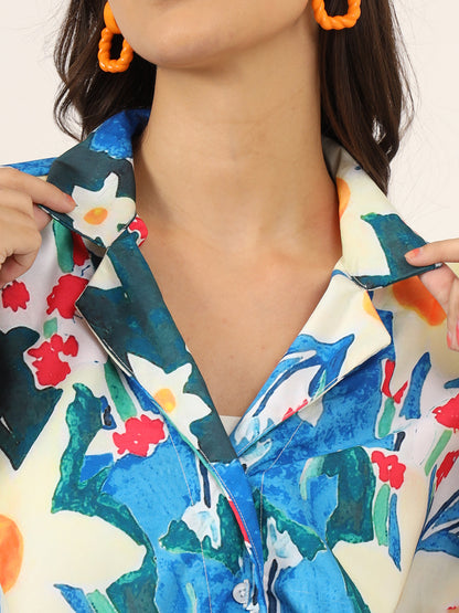 Women Classic Floral Opaque Printed Casual Shirt