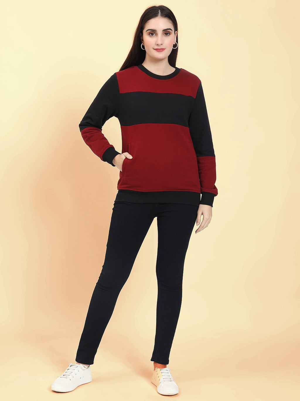 Women Colourblocked Sweatshirt