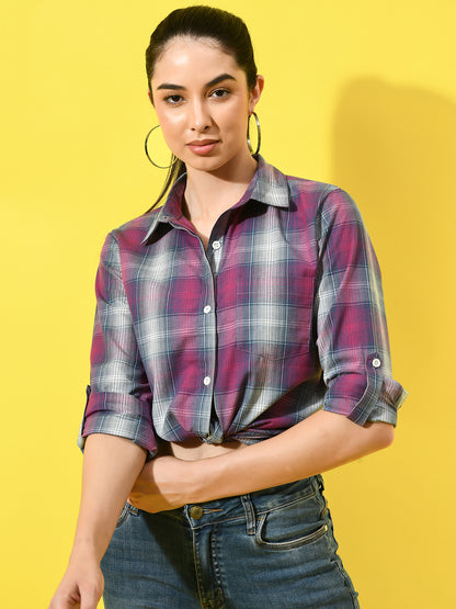 Womens Cotton Checked Shirt