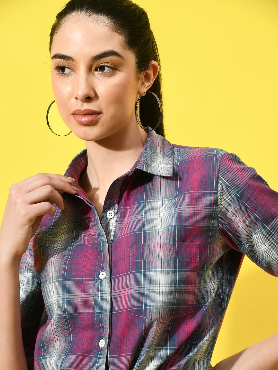 Womens Cotton Checked Shirt