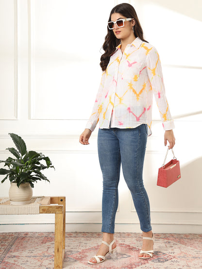 Women Classic Opaque Printed Casual Shirt