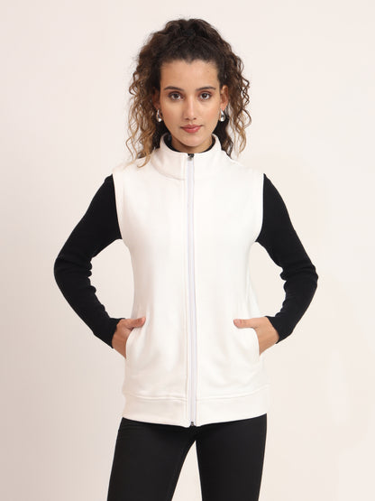 Women Mock Collar Solid Cotton Casual Bomber Jacket