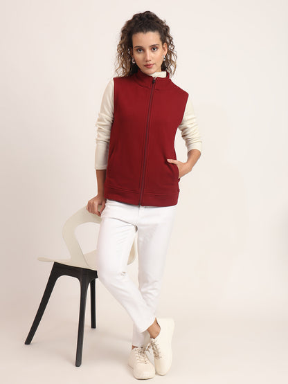 Women Mock Collar Solid Cotton Casual Bomber Jacket