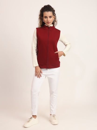 Women Mock Collar Solid Cotton Casual Bomber Jacket