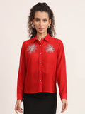 Women Semi Sheer Bead Work Partywear Shirt