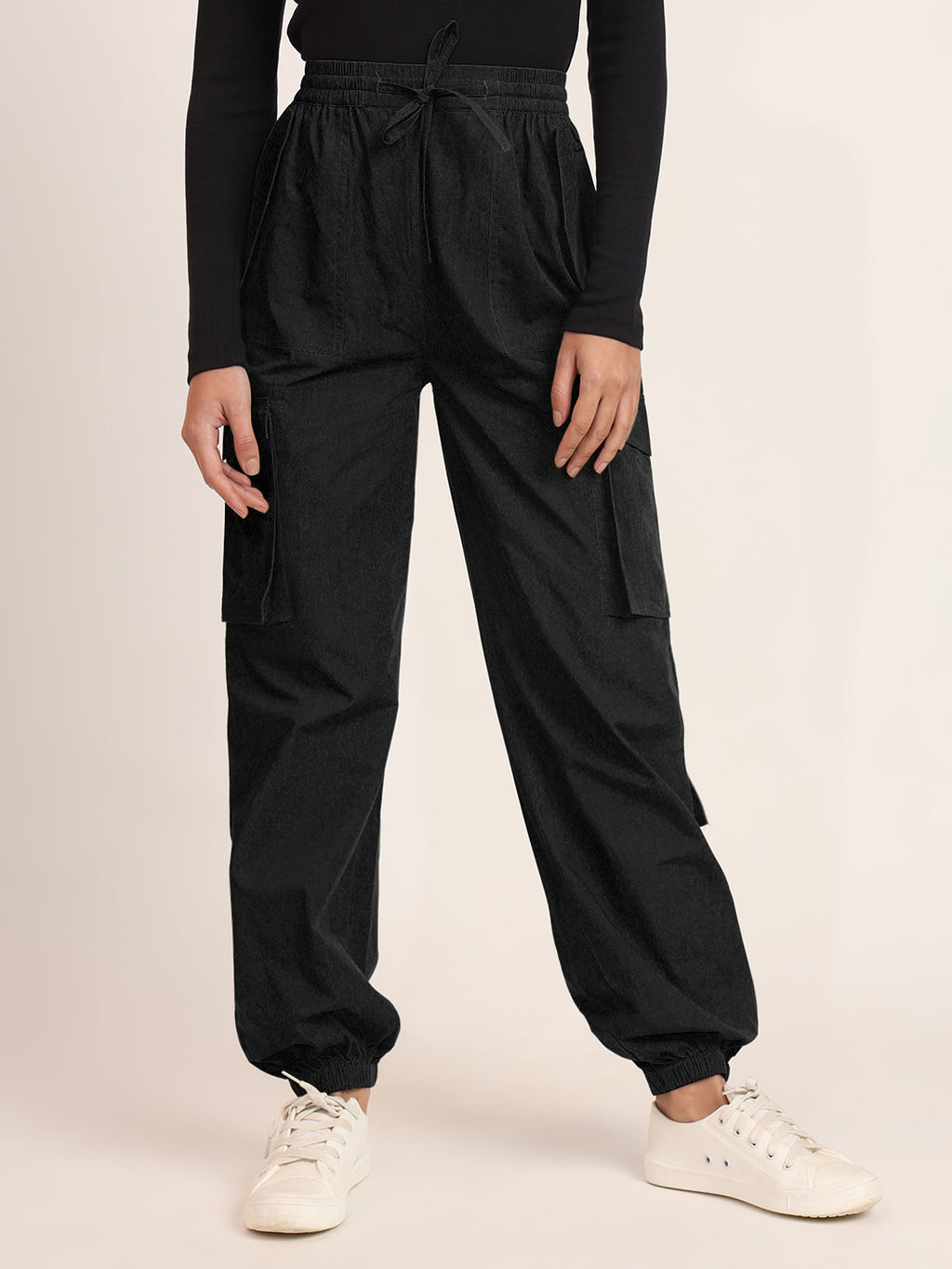 Women Cotton Mid-Rise Regular Fit Cargo Styles Joggers