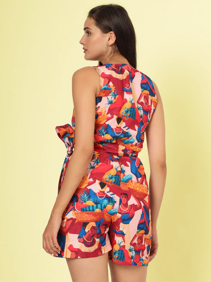 Printed V-Neck Jumpsuit