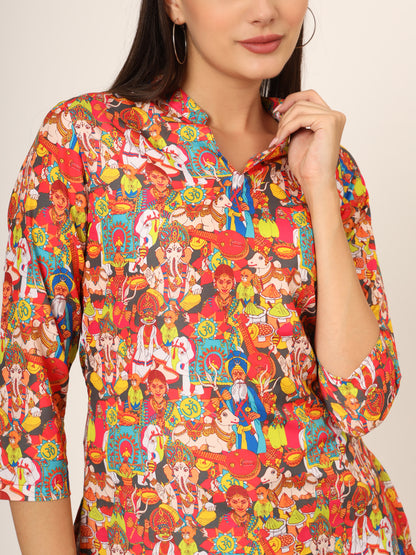 Graphic Printed Short Kurti