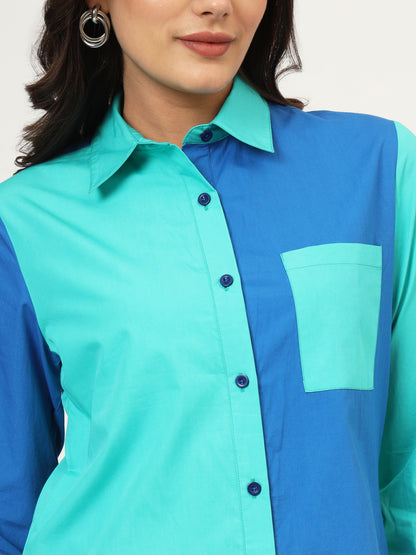 Women Classic Slim Fit Colourblock Shirt