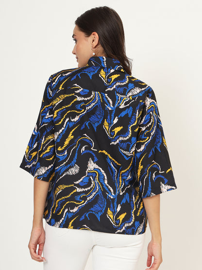 Women Classic Abstract Printed Oversize Shirt