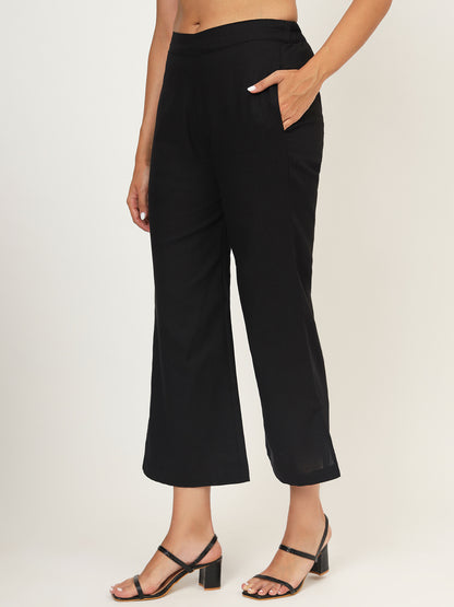 Women Straight Fit Black Trouser