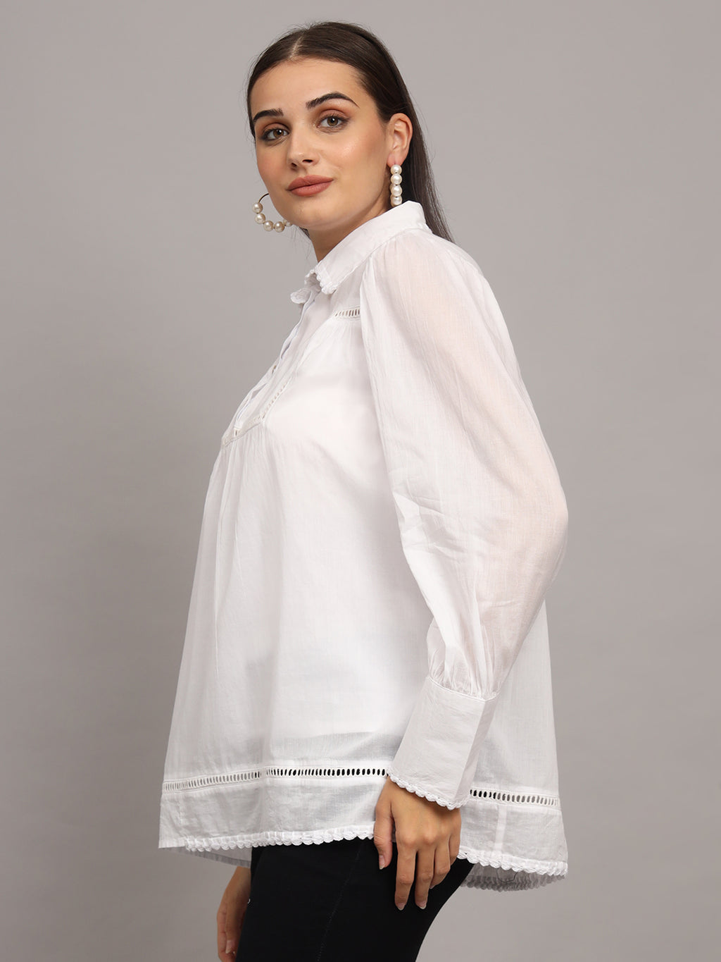Shirt Collar Pure Cotton Kurti
