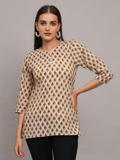 Ethnic Motifs Printed Pure Cotton A-Line Kurti