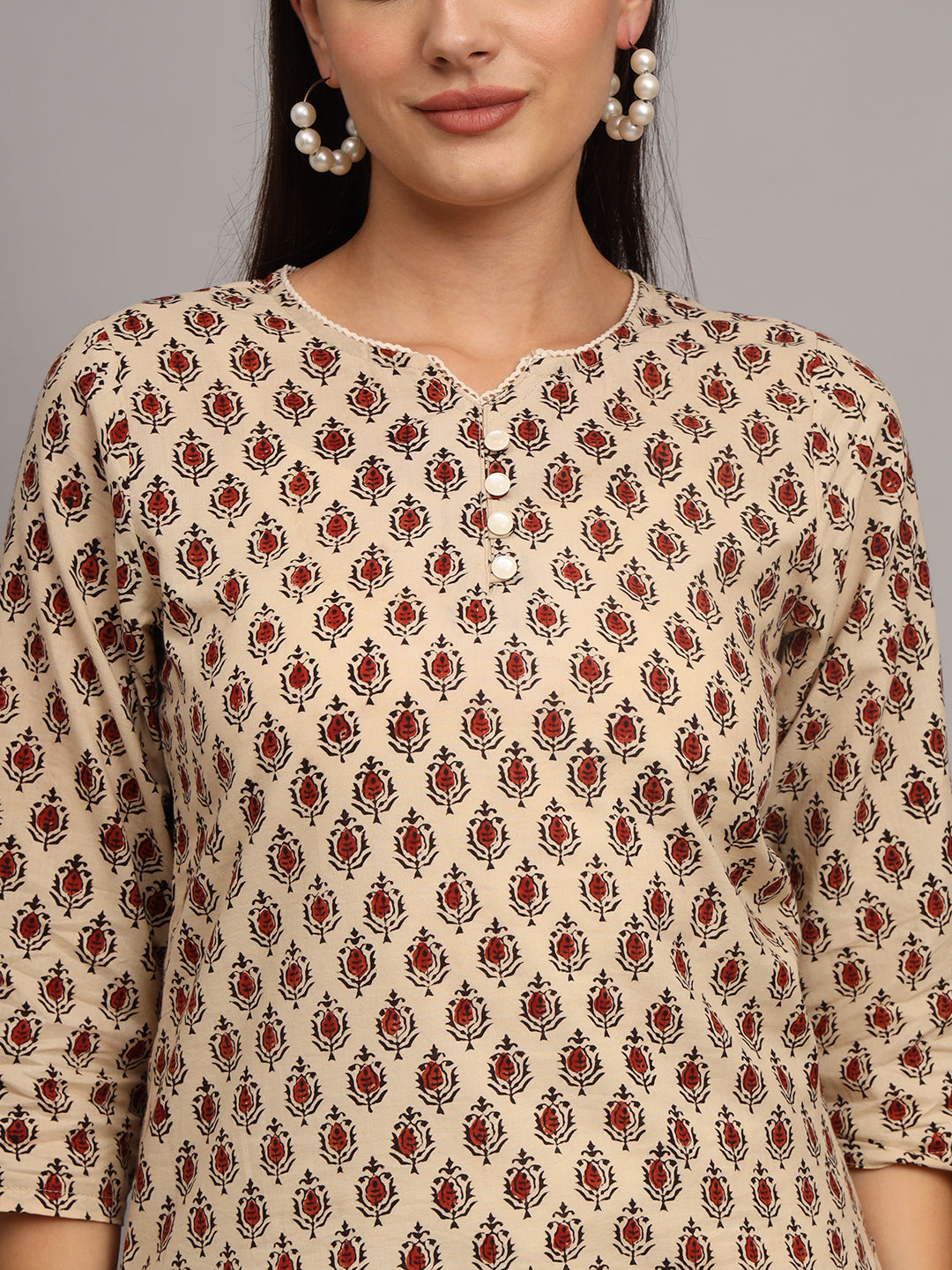 Ethnic Motifs Printed Pure Cotton A-Line Kurti