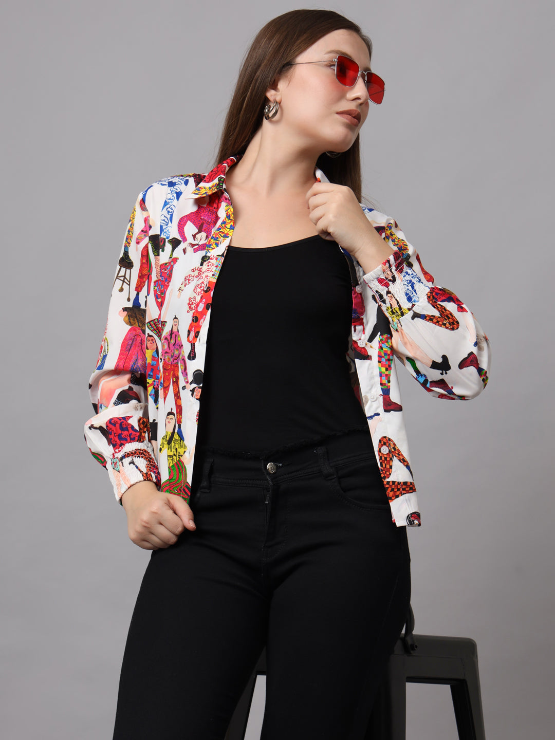 Women Classic Slim Fit Floral Opaque Printed Casual Shirt