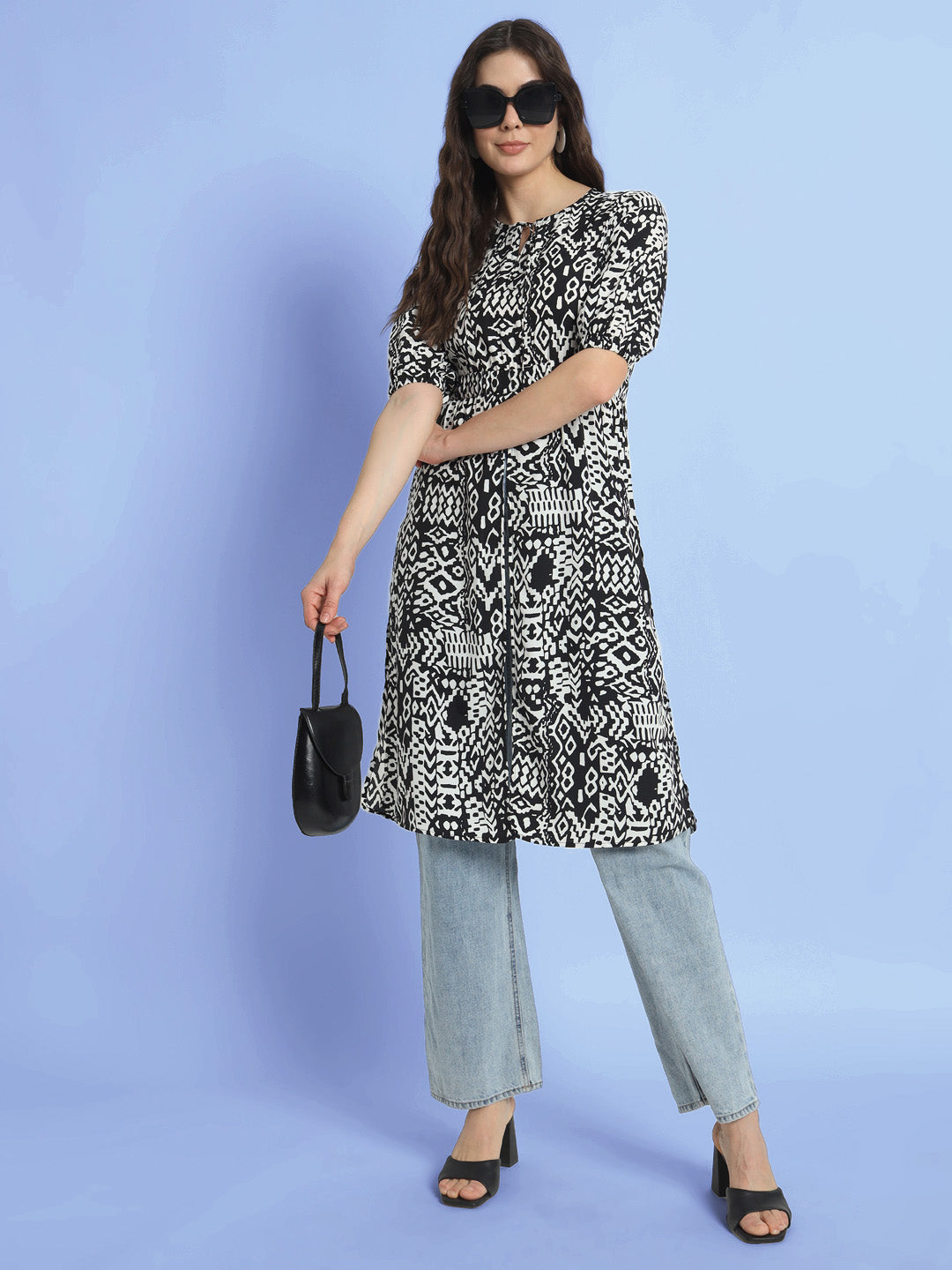 black and white printed kurti