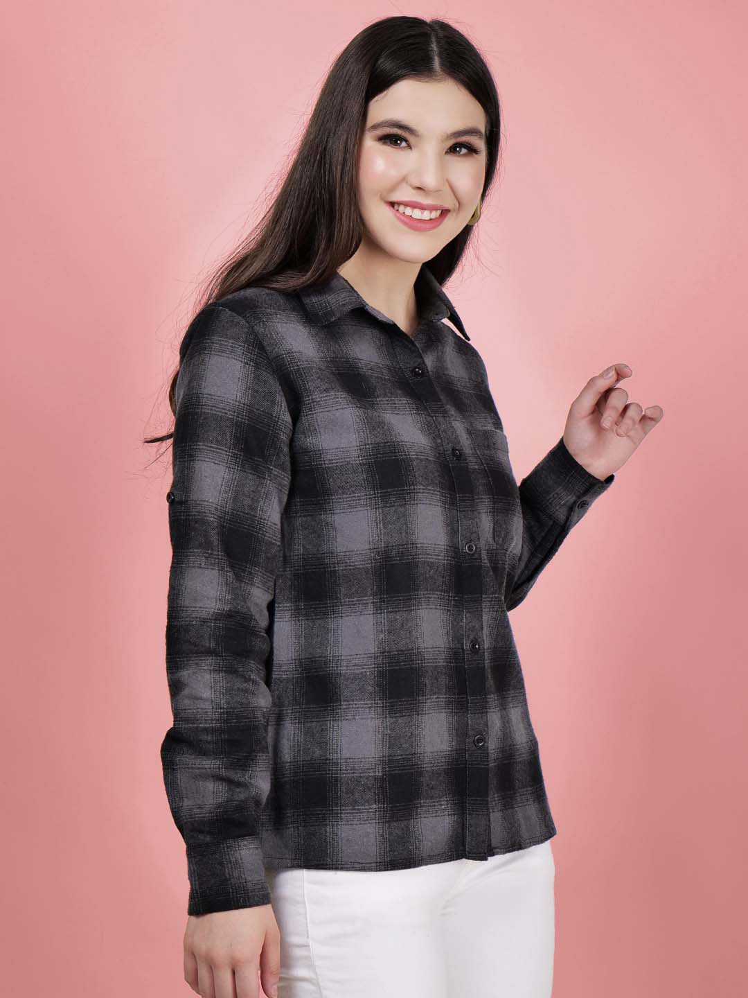 black check shirt for women