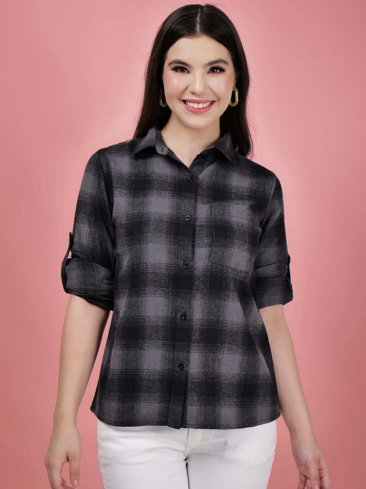 Black Check Boxes Casual Shirt