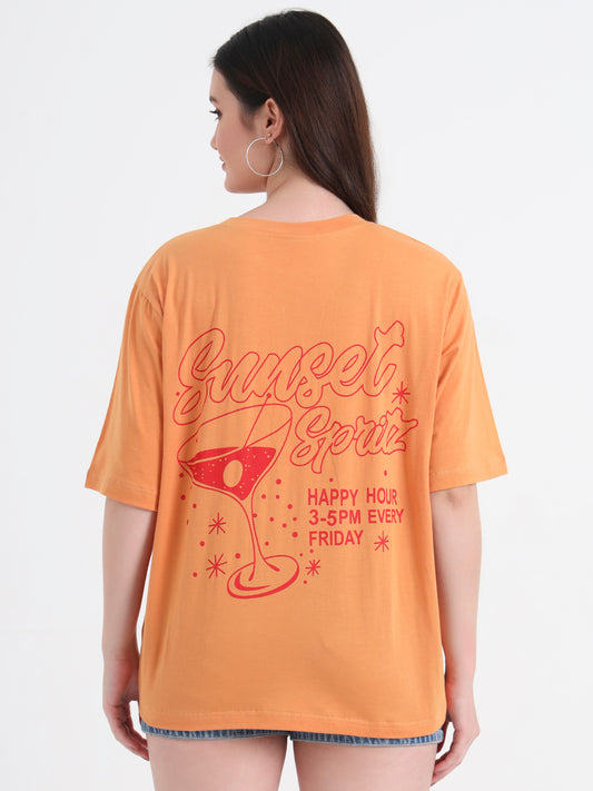 Women Graphic Printed Cotton Oversized T-shirt