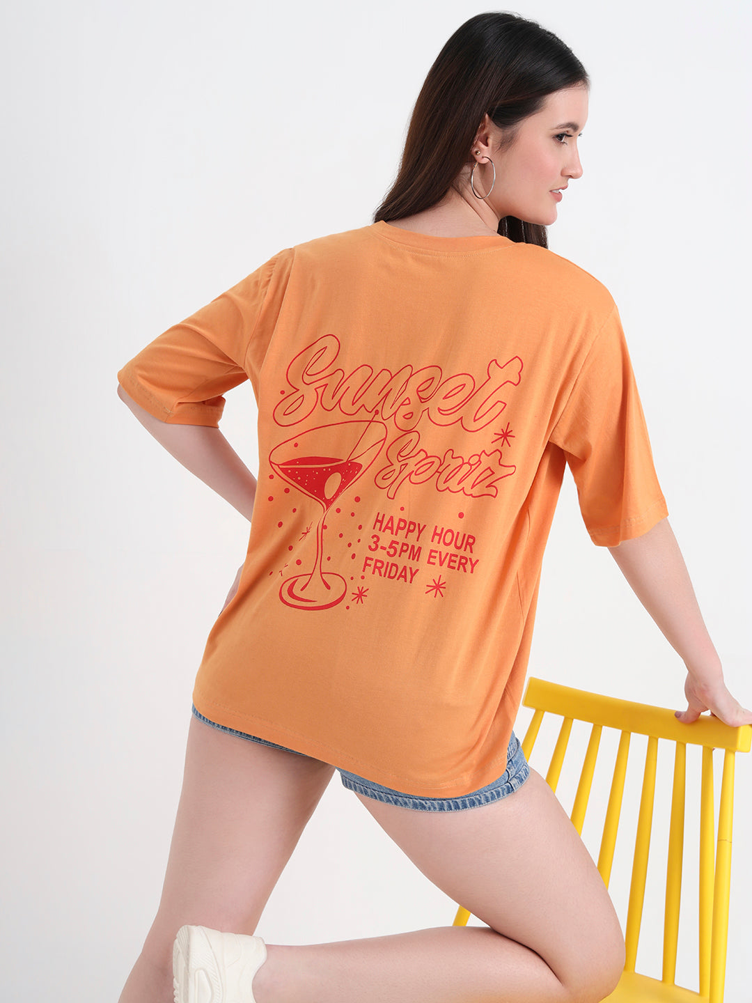 Women Graphic Printed Cotton Oversized T-shirt