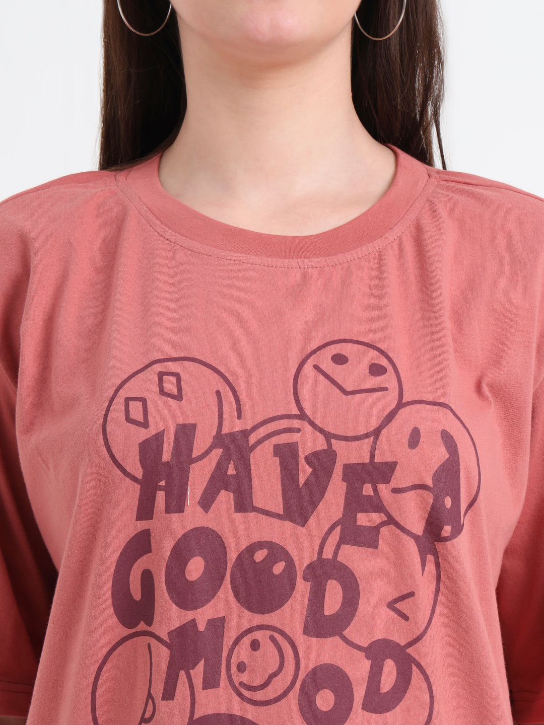 Women Printed Drop-Shoulder Sleeves T-shirt