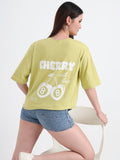 Women Typographic Printed Drop-Shoulder Sleeves T-shirt