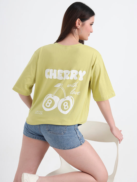 Women Typographic Printed Drop-Shoulder Sleeves T-shirt