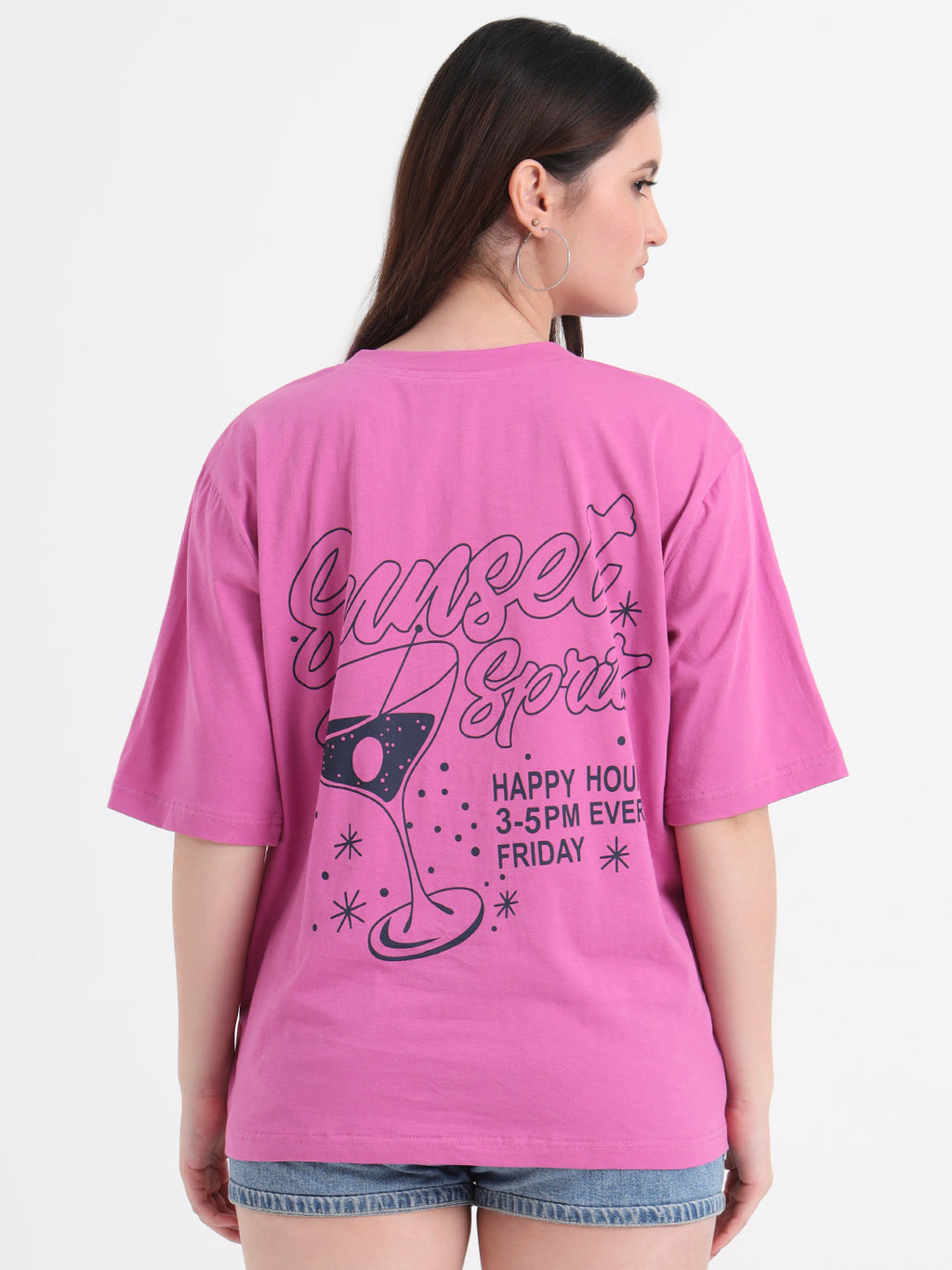 Women Printed Drop-Shoulder Sleeves T-shirt