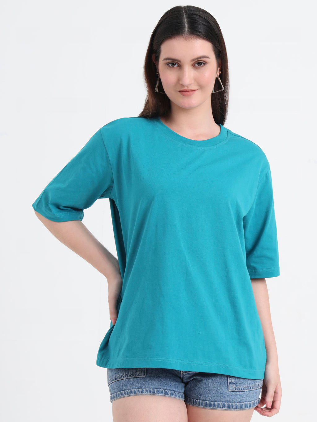 Women Printed Drop-Shoulder Sleeves T-shirt