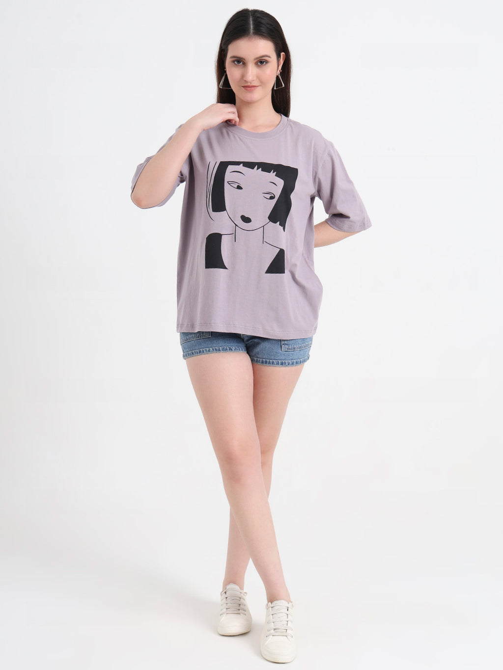 Women Graphic Printed Cotton Oversized T-shirt