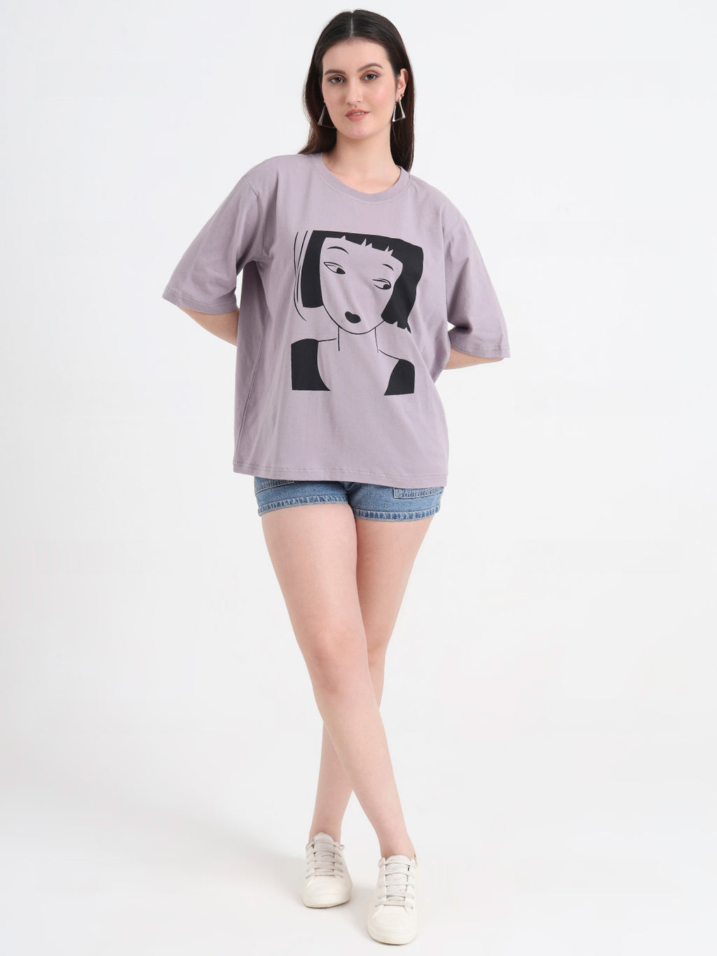 Women Graphic Printed Cotton Oversized T-shirt