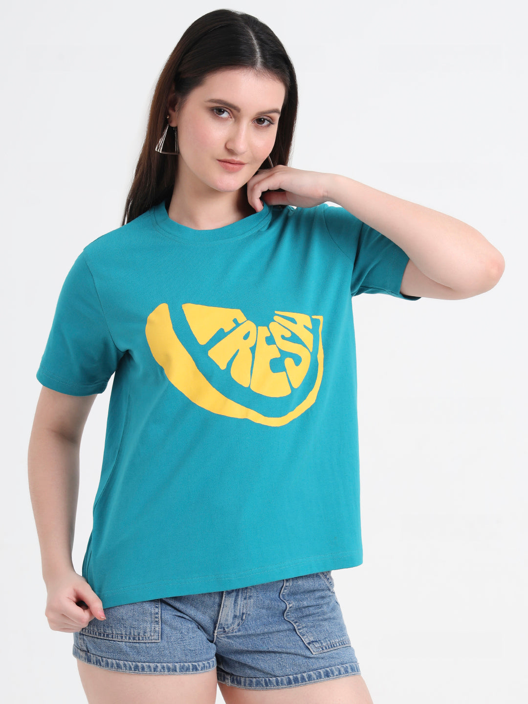 Typography Printed Round Neck Cotton T-Shirt