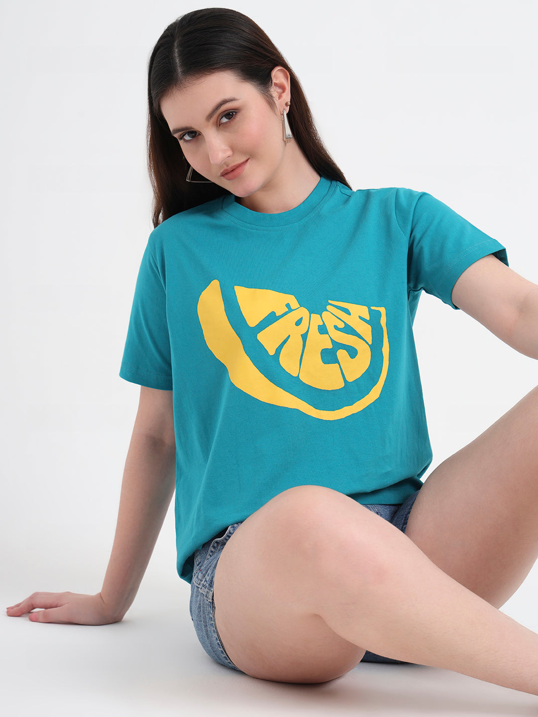 Typography Printed Round Neck Cotton T-Shirt