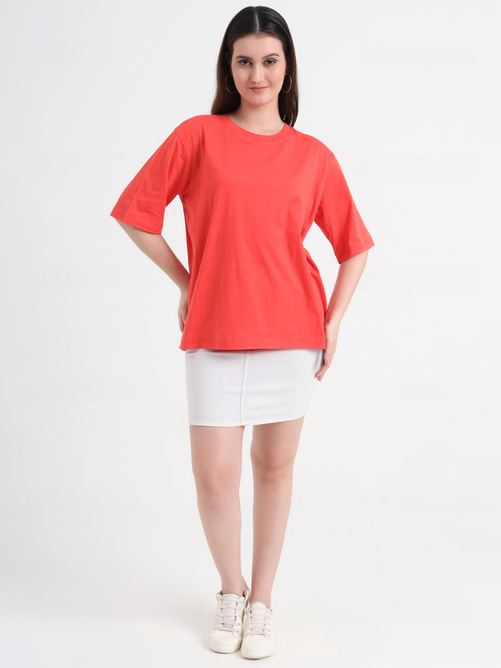 Women Typography Printed Oversized Regular T-shirt